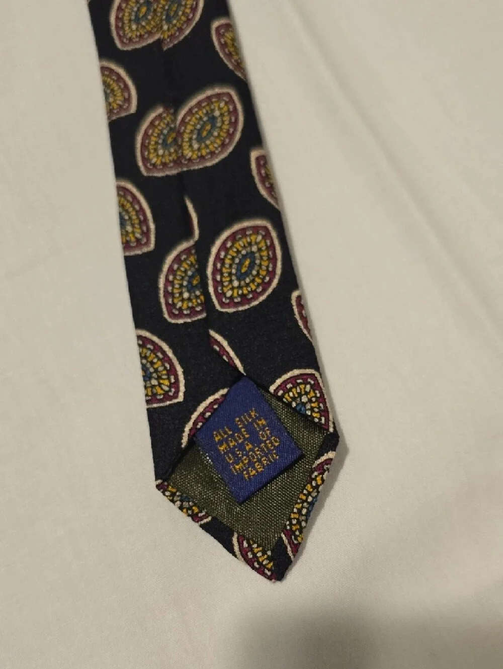 Ralph Lauren Vintage Silk‎ Navy Tie with Gold and Red Medallion Motif